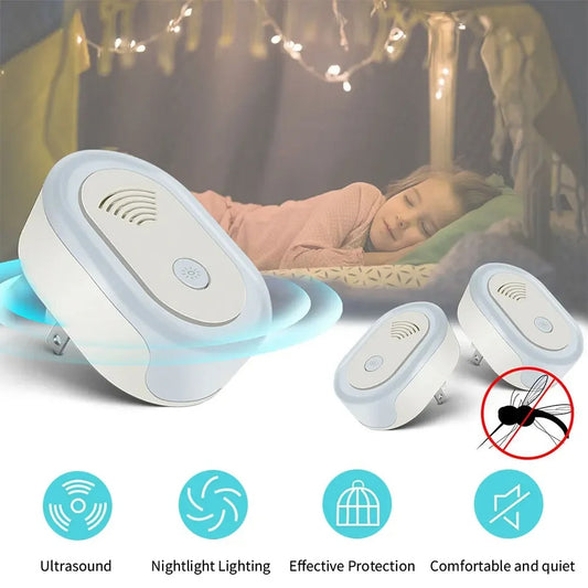 Ultrasonic Mosquito Repellent with Night Light EU Plug AntiMosquito Mouse Roach Mosquito Repellent Electronic Fly Killer